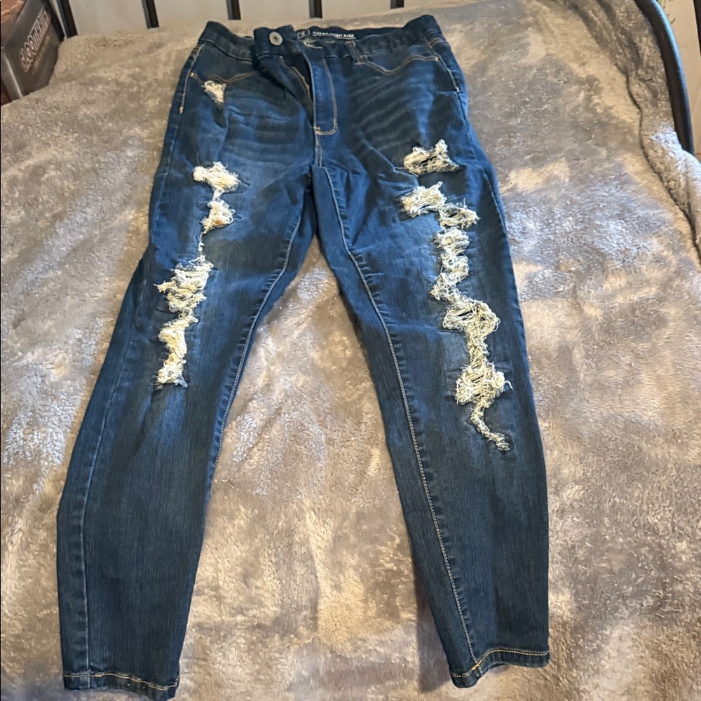NOBO Blue Ripped Skinny Jeans